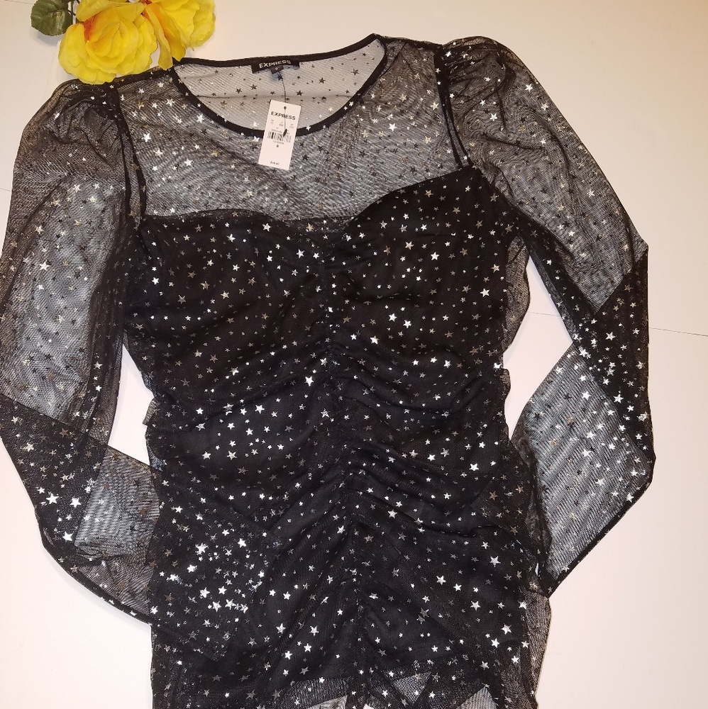 Express,  long sleeve sheer top in Size M